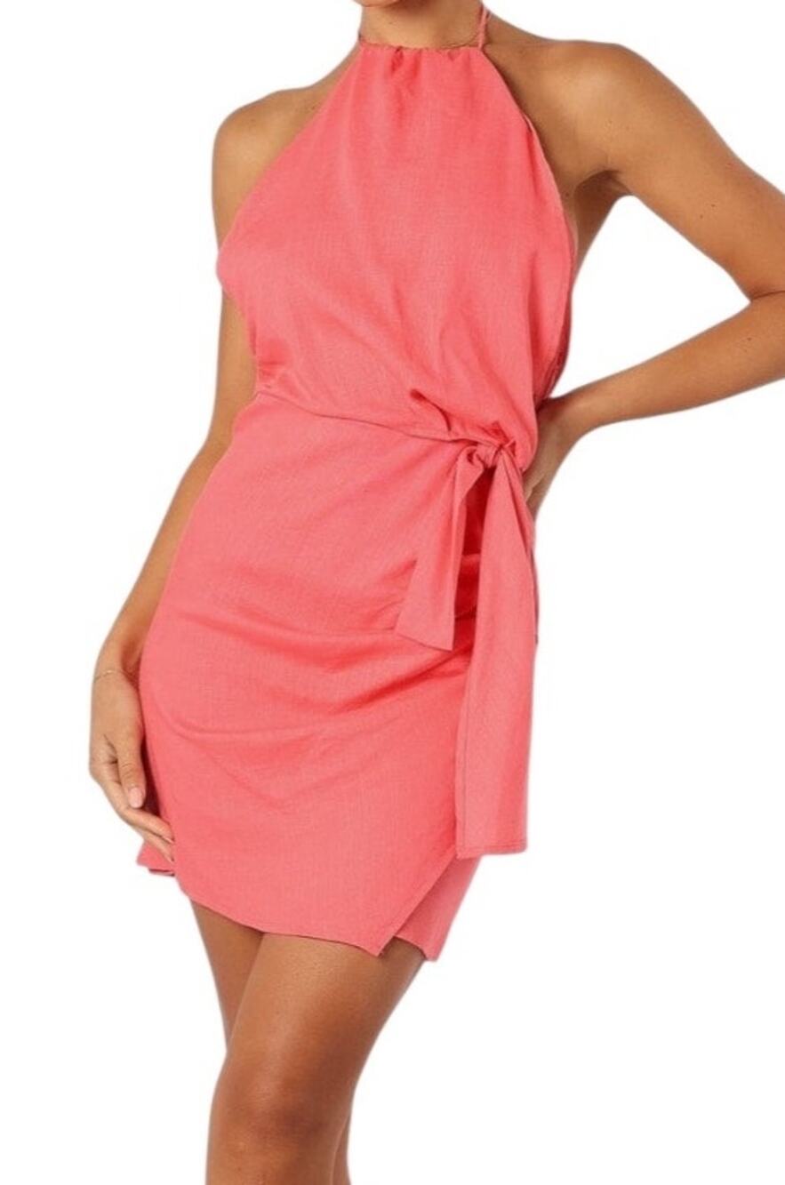 Petal & Pup Kalena Tie Waist Halter minidress dress size Large L